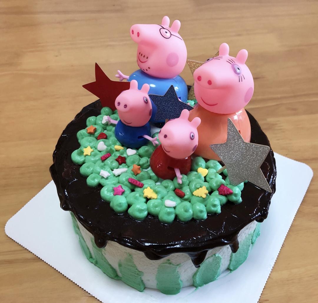 小猪佩奇双层生日蛋糕（巧克力原味两种口味，甘纳许淋面)