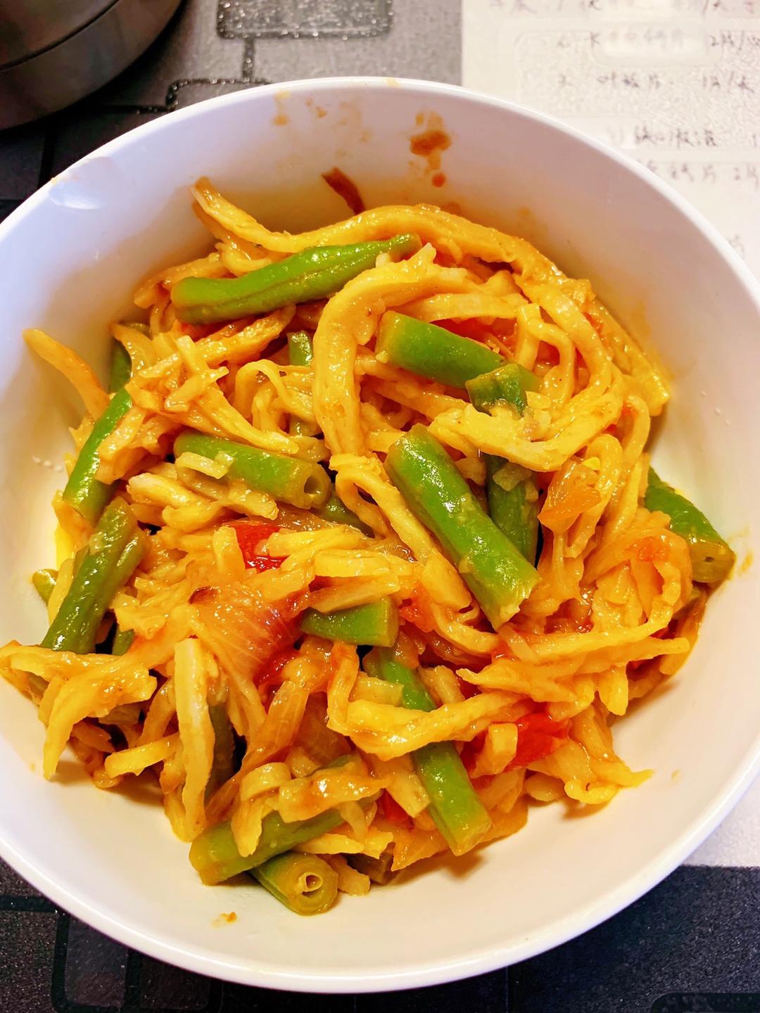 西红柿豆角炒饼