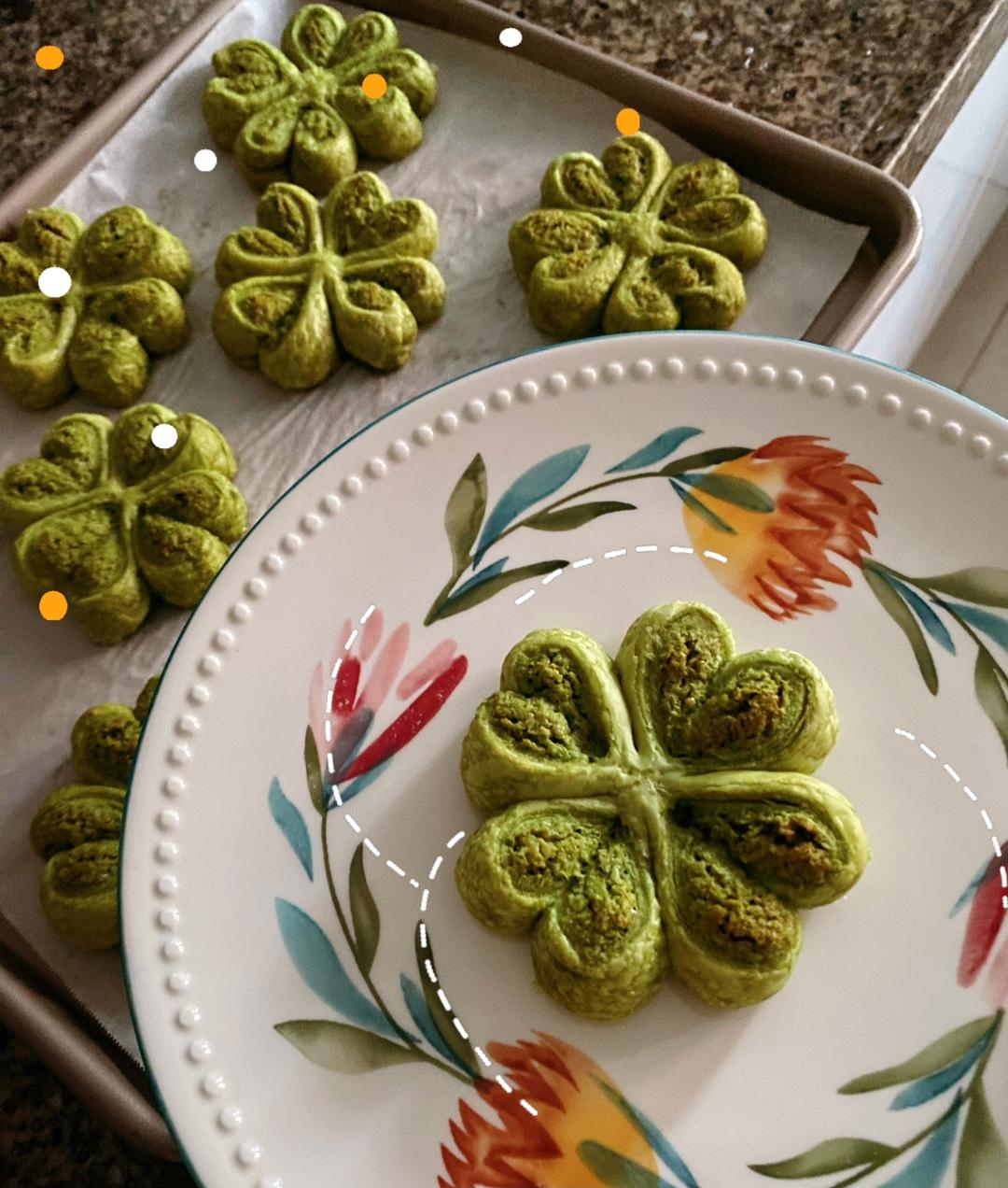 幸运四叶草抹茶椰蓉酥【北鼎烤箱食谱】