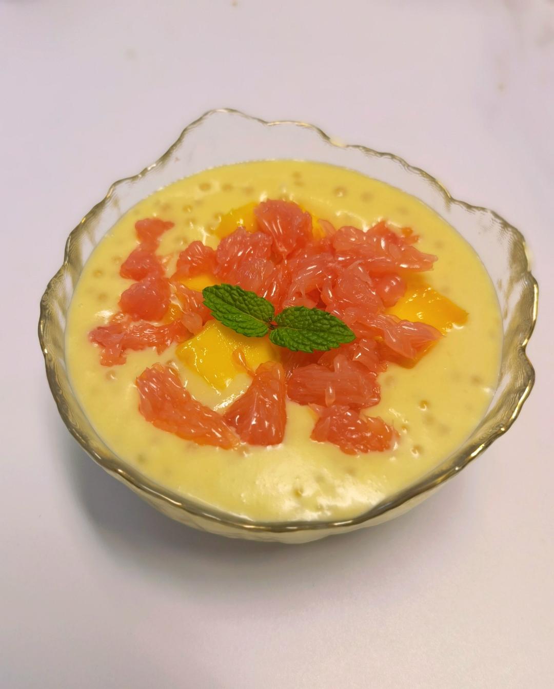 港式甜品——杨枝甘露(芒果西米露)附芒果花切法