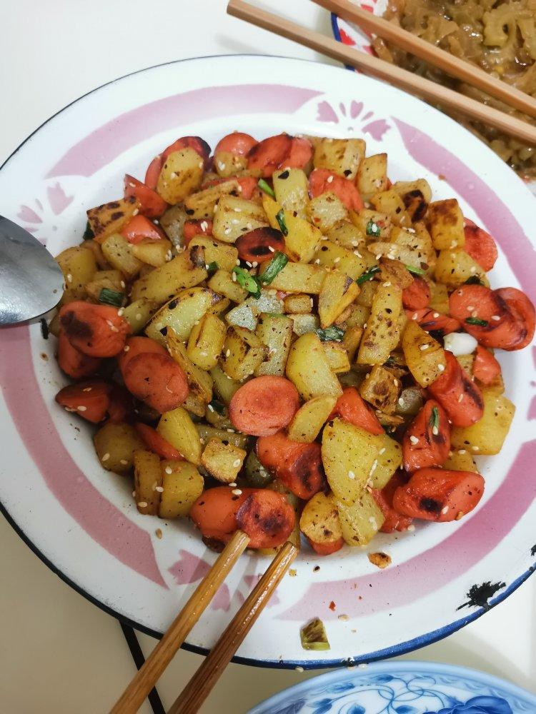 孜然土豆火腿肠 香辣过瘾还便宜！