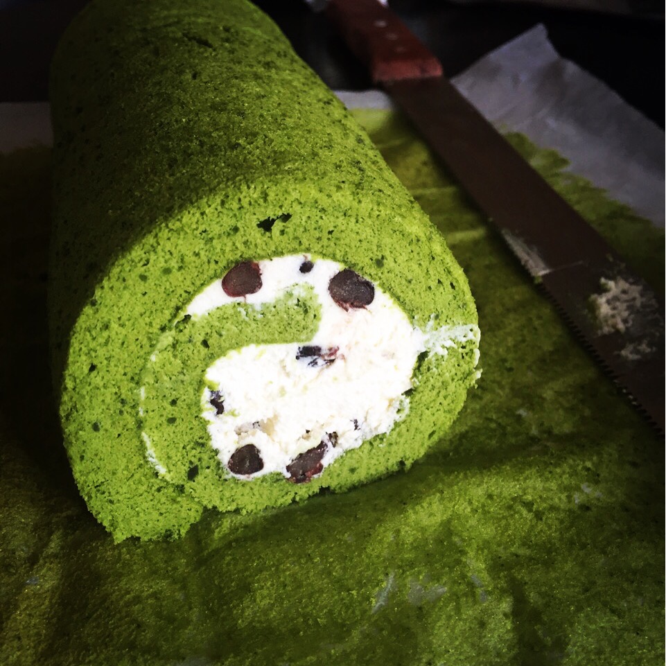 抹茶红豆蛋糕卷