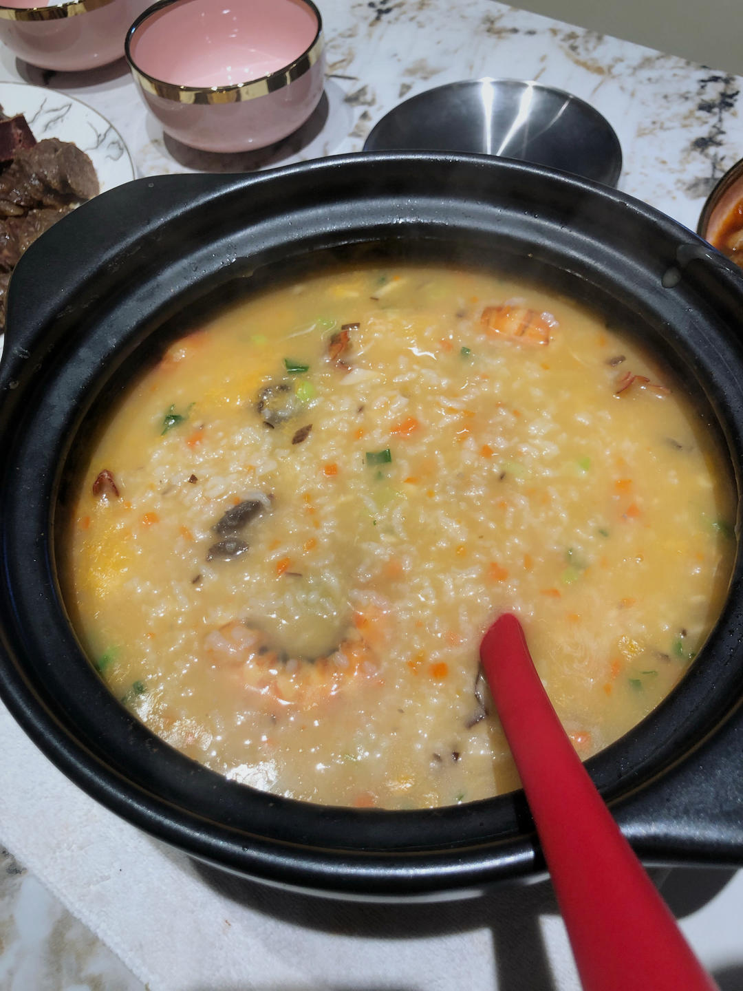 潮汕海鲜砂锅粥【住家版】米香肉鲜粥稠