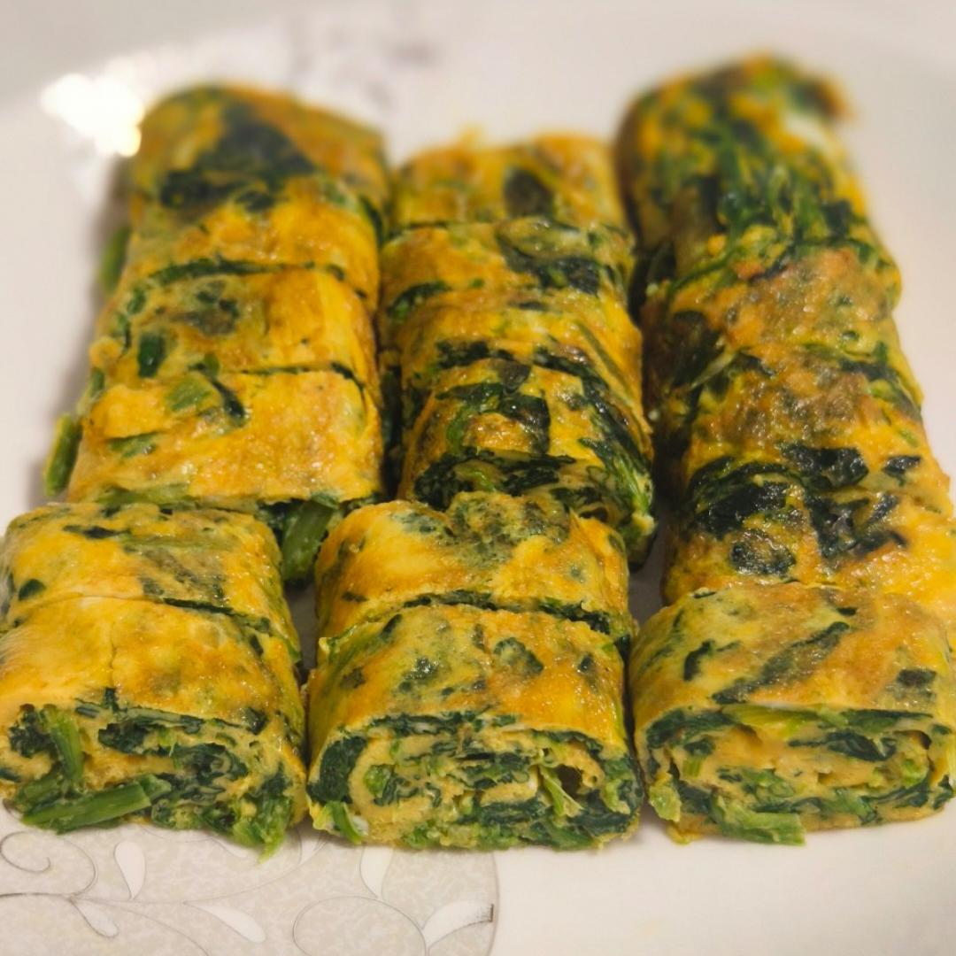 简易版菠菜鸡蛋卷懒人菜