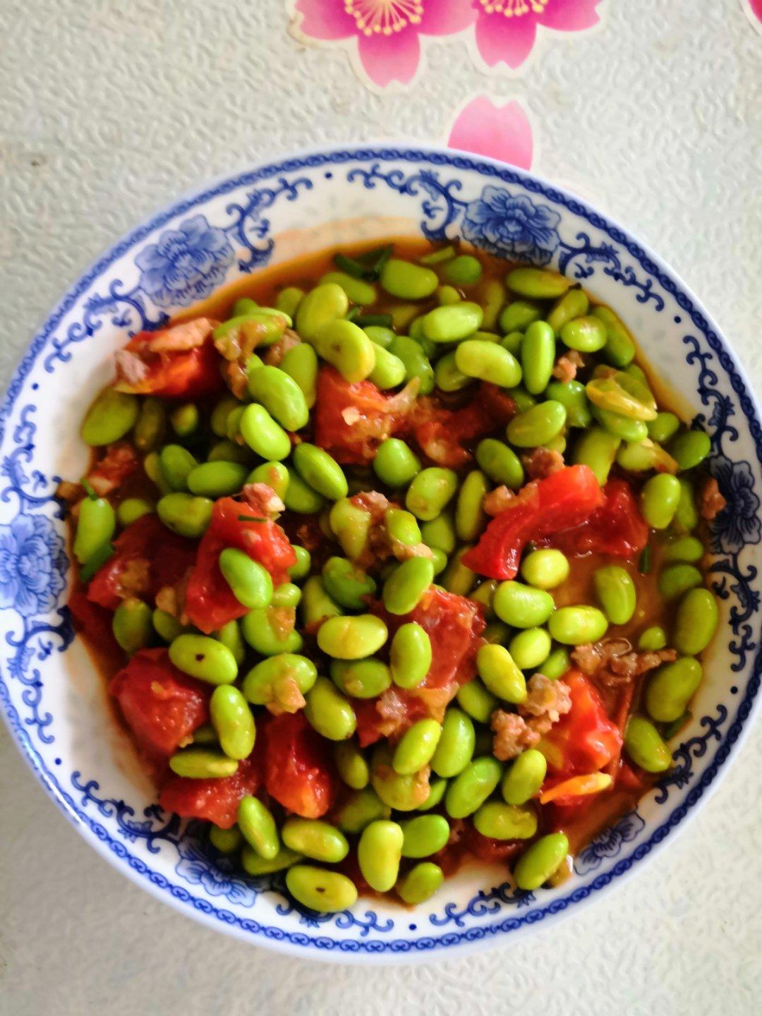 肉末番茄烧毛豆