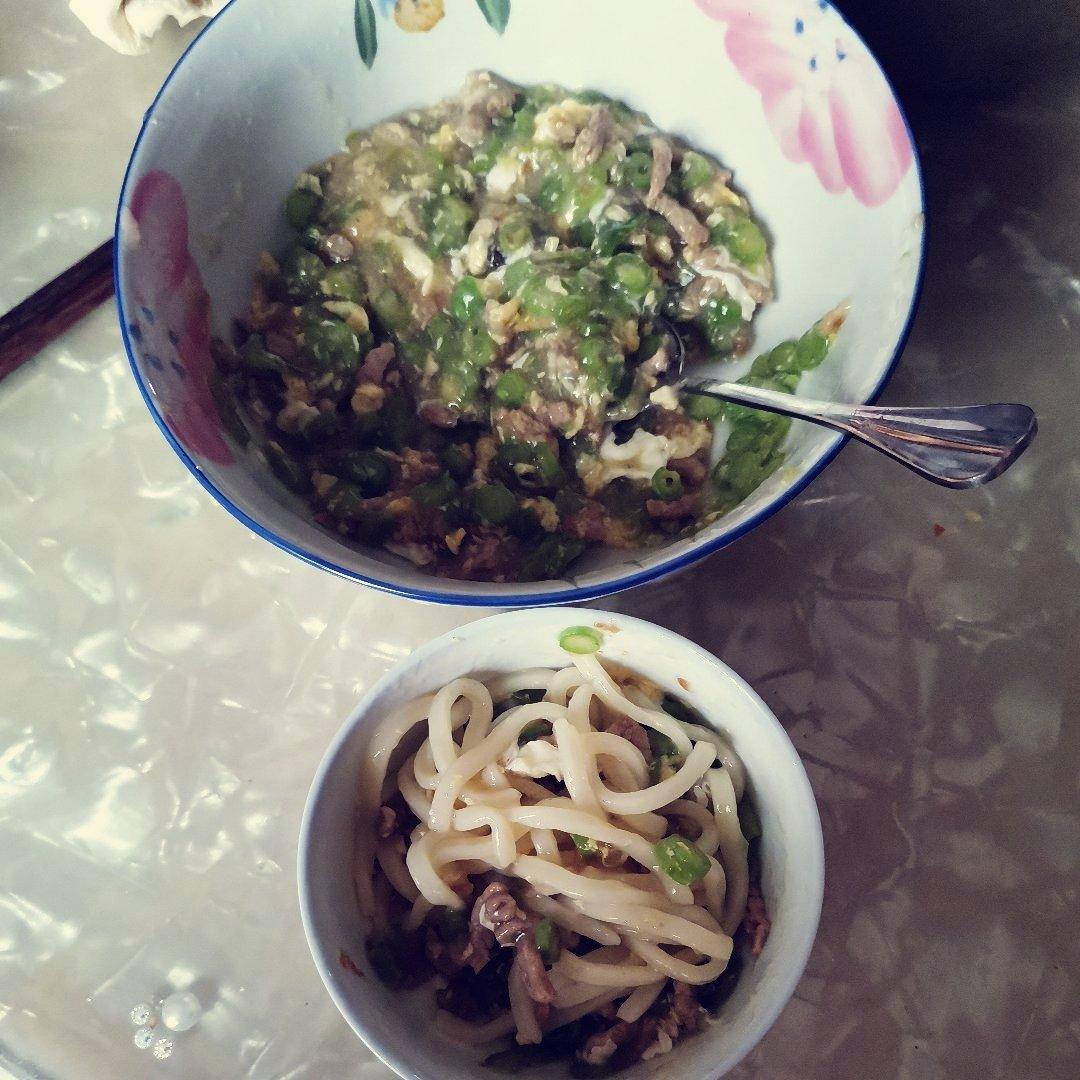 豆角肉丝面筋打卤面