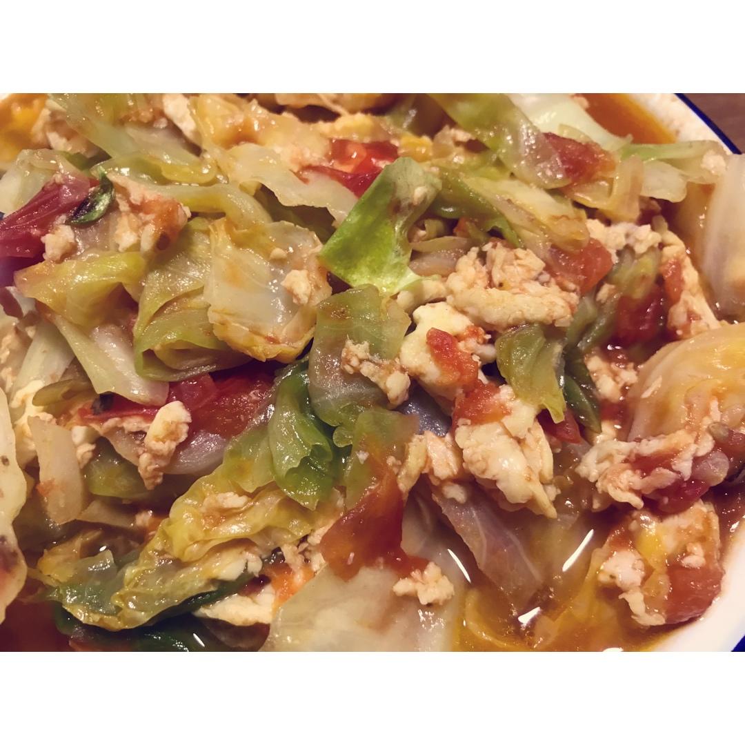 西红柿鸡蛋圆白菜