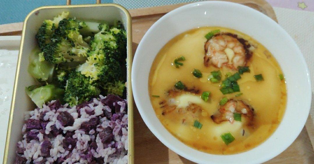 西兰花虾仁内酯豆腐蒸蛋，减脂餐