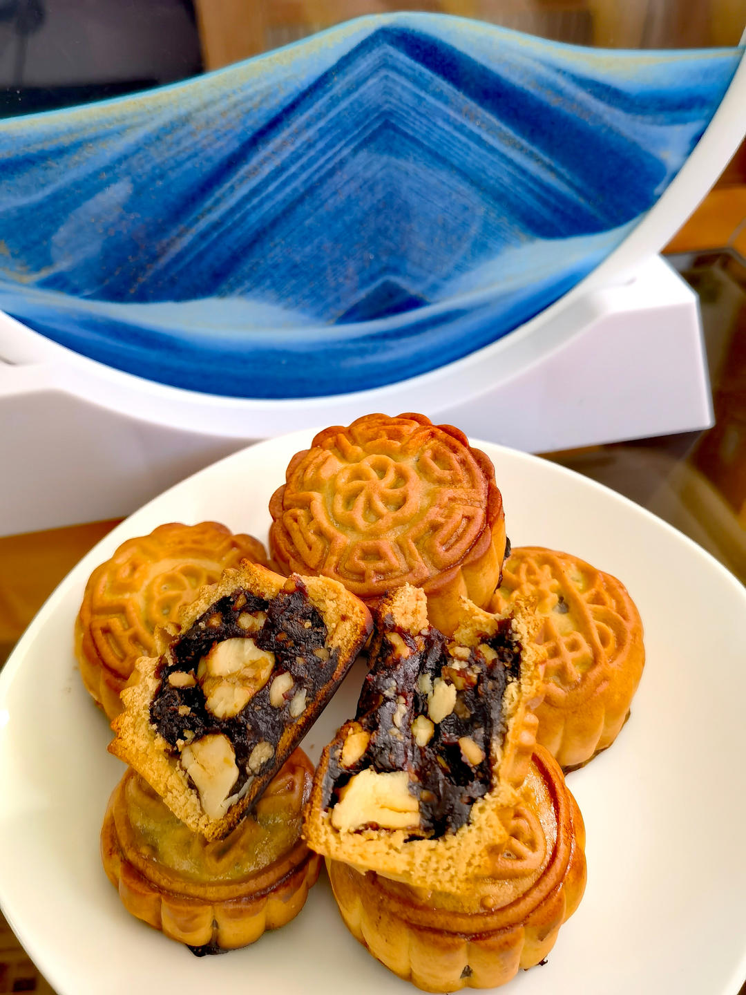 广式纯红枣核桃月饼（自制纯枣泥馅，馅不添加糖）