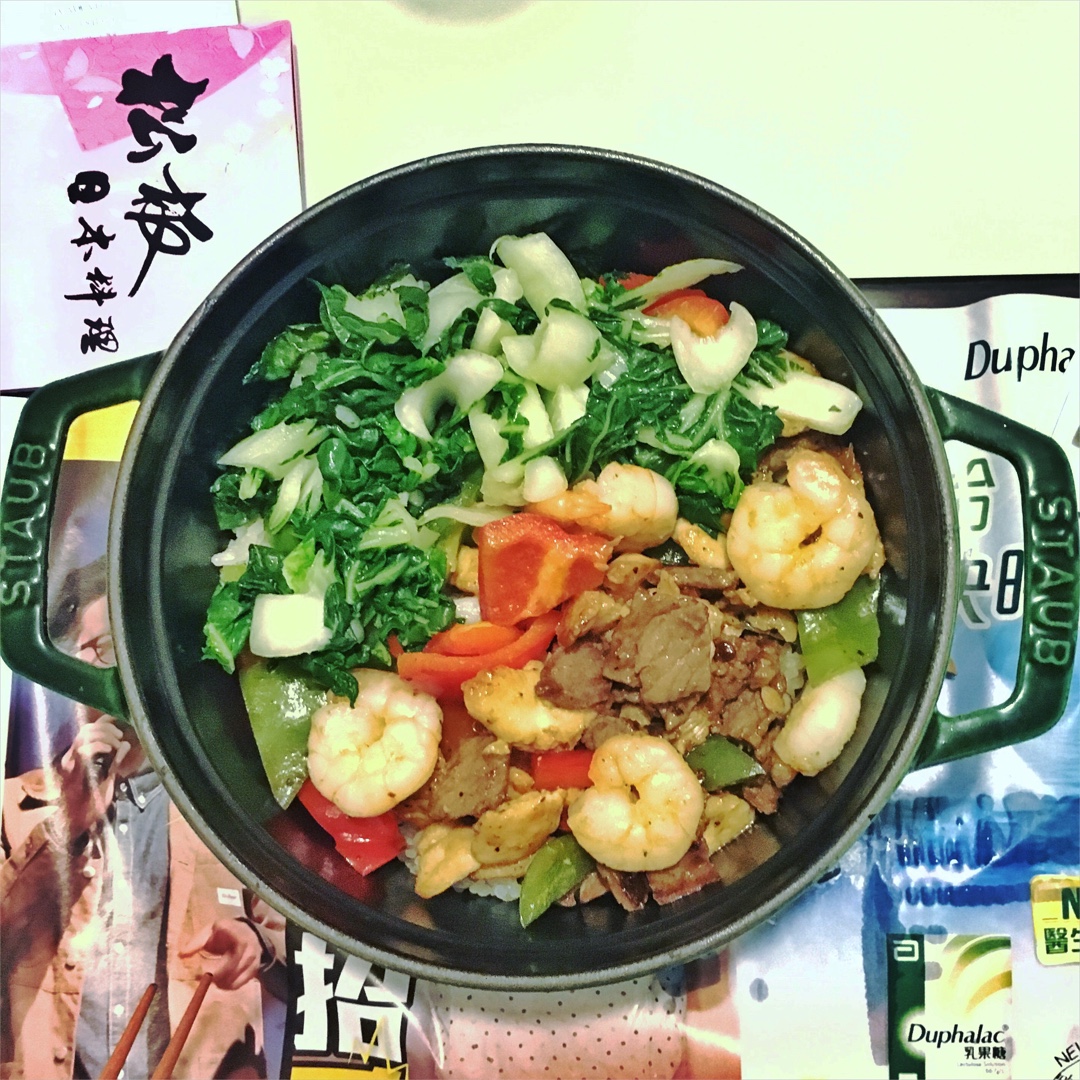 Staub版香菇腊味煲仔饭（2-3人分量）