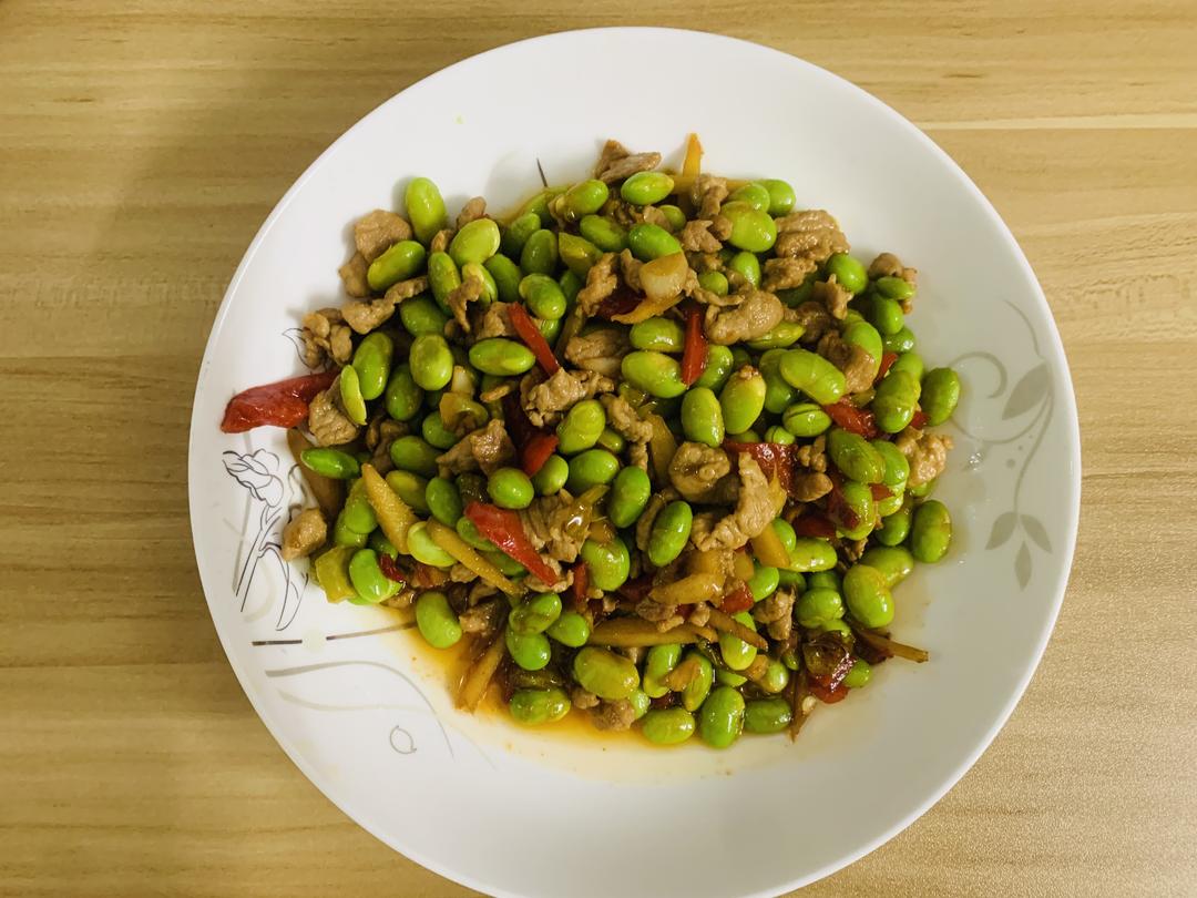毛豆炒肉的做法