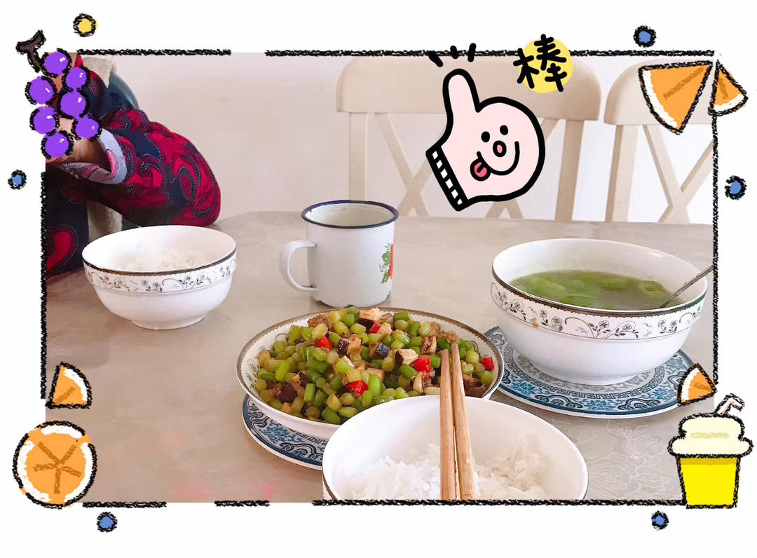 下饭菜-蒜苔香干肉沫