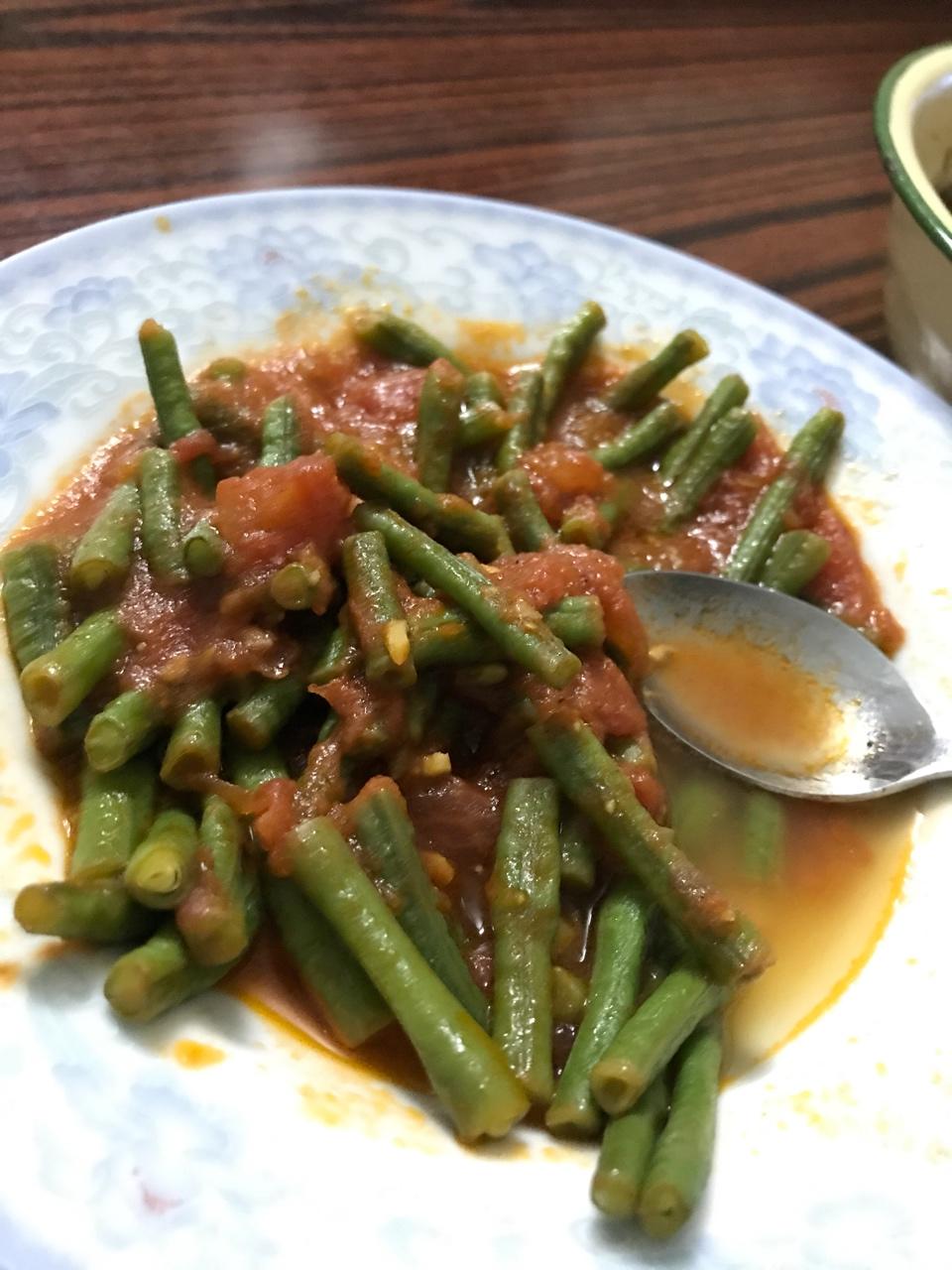 西红柿炒长豆角