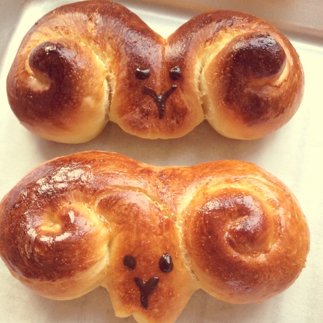 伸个懒腰出来晒晒做的羊咩咩面包