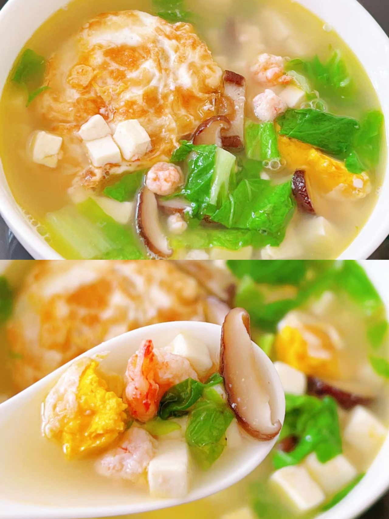 三鲜汤(斑节虾仁&冬菇&土鸡蛋)的做法