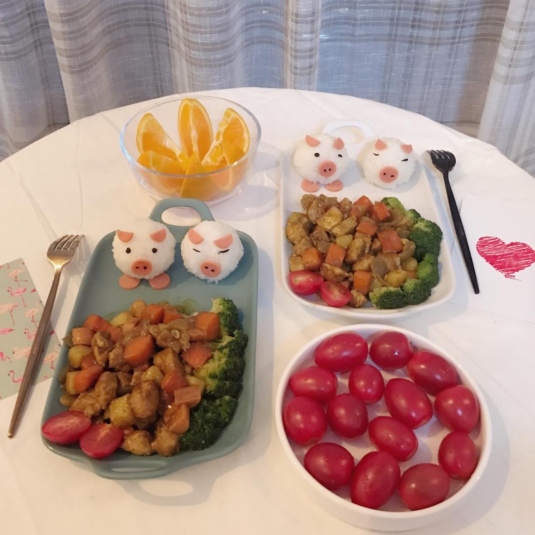 创意小猪咖喱饭团