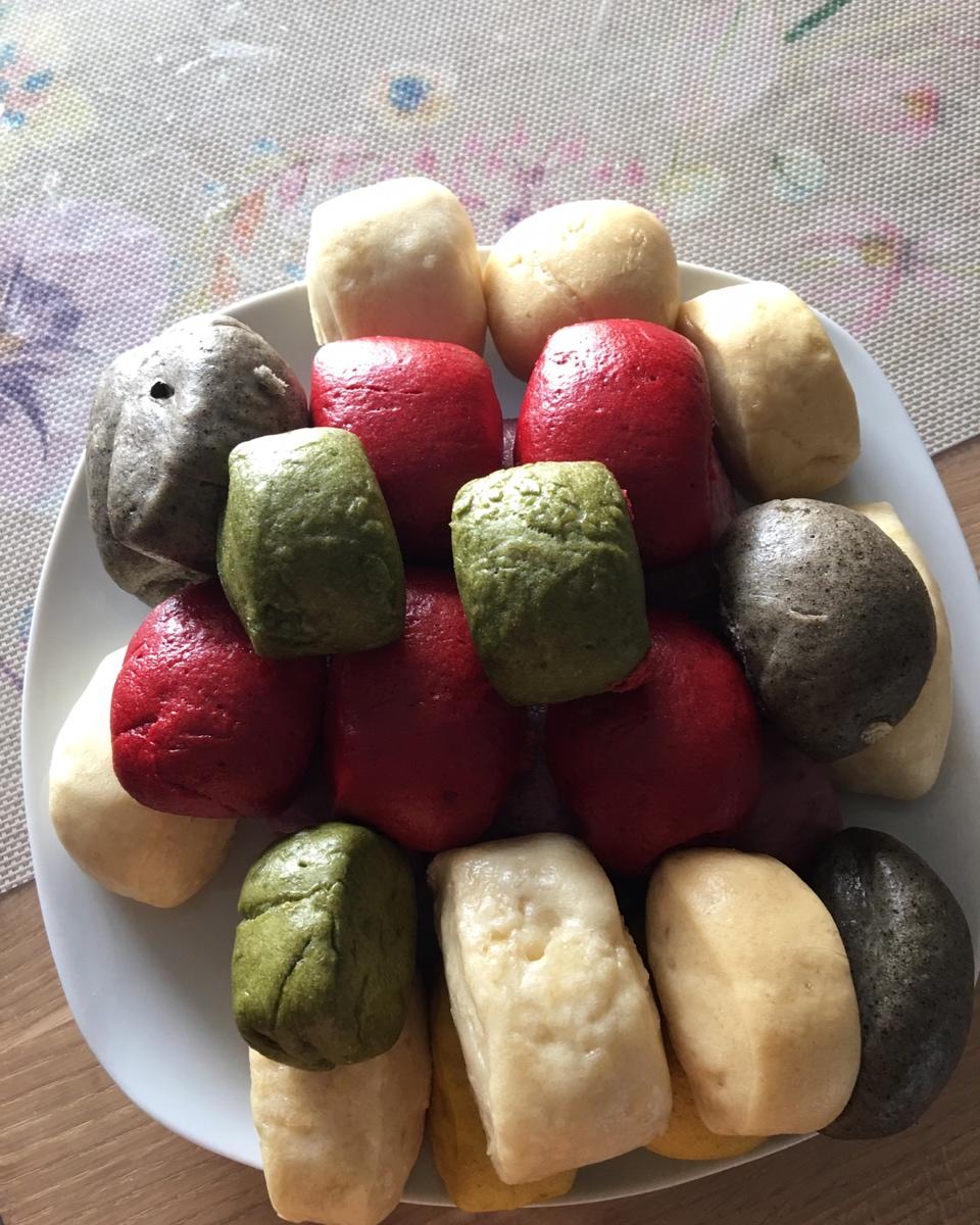 糖果色馒头（一次发酵花样刀切之1⃣️）