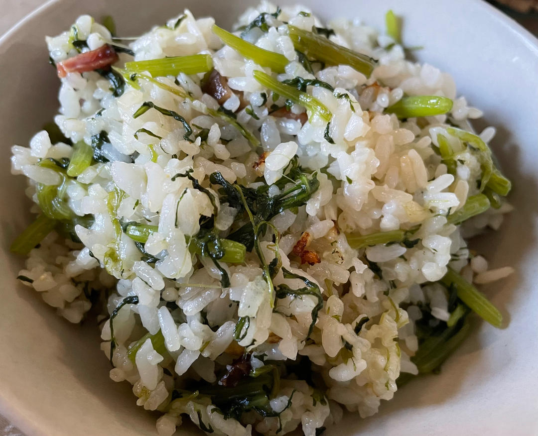 连吃三碗的茼蒿菜饭