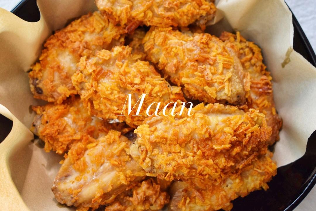 超快手 黄金香脆【薯片烤鸡翅】超美味！