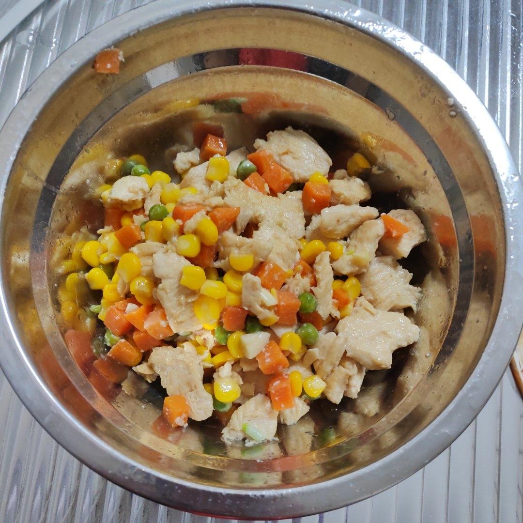 鸡胸肉炒三色蔬