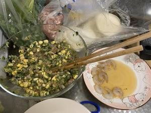 猪肉白菜玉米虾仁香菜馅水饺的做法 步骤2