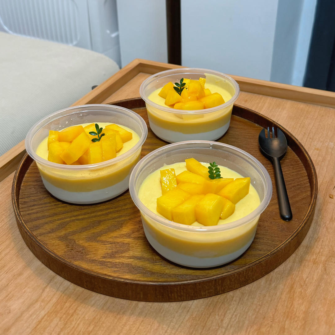 🥭双色芒果椰奶冻✅学会这个可以原地出摊啦❗