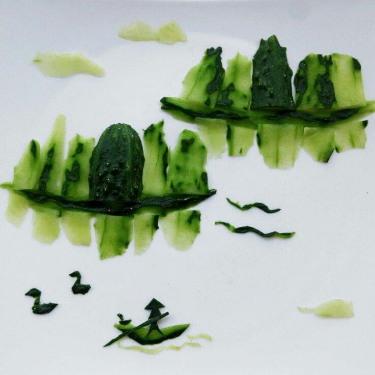 sj浅夏做的黄瓜山水拼盘