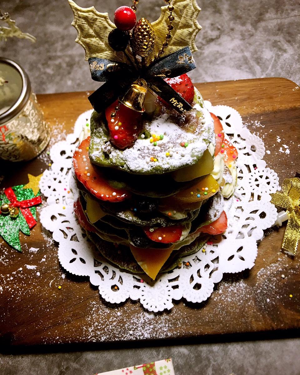 嫱姐做的圣诞树水果松饼塔