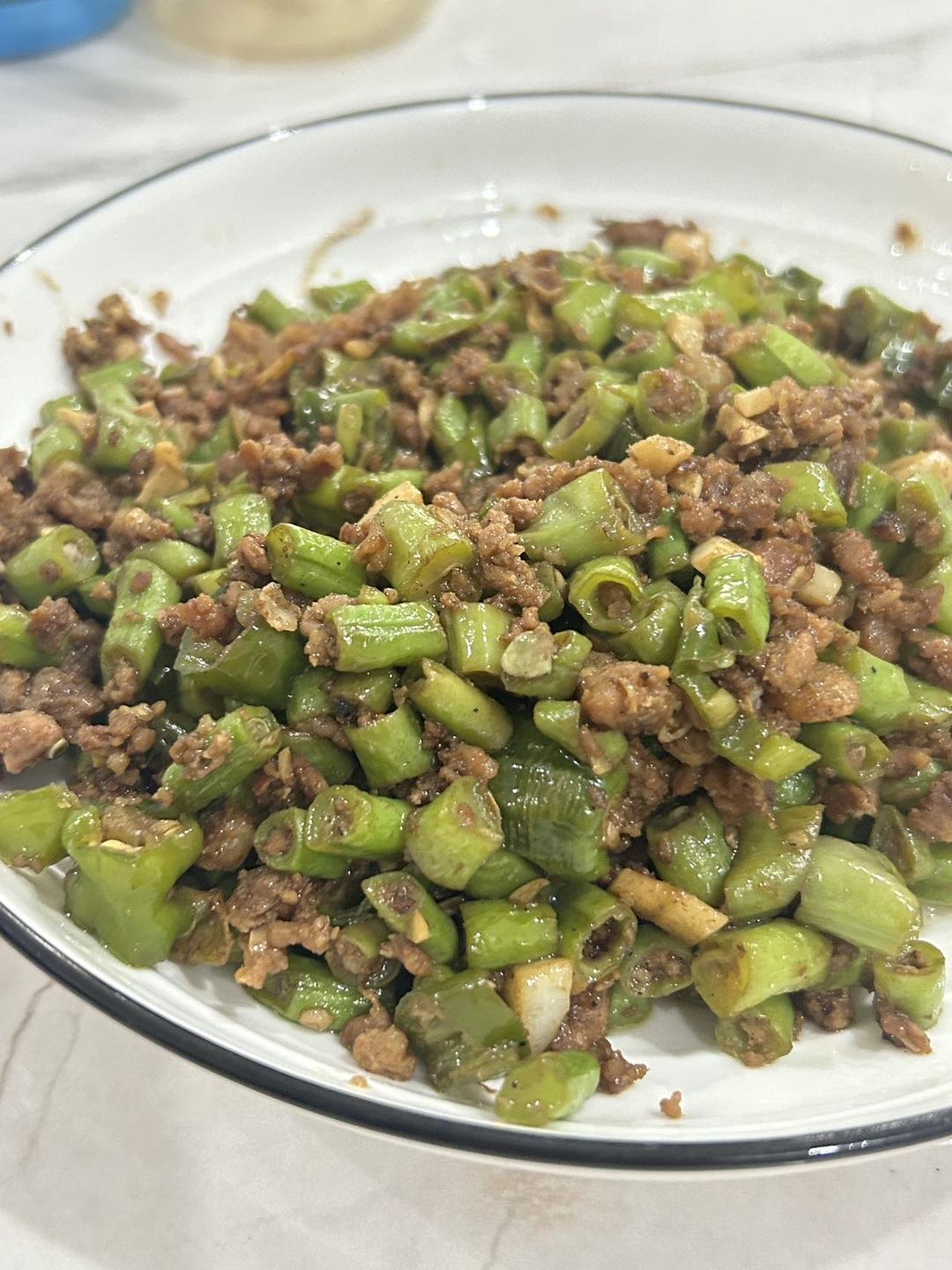 超简单的家常下饭菜猪肉末辣炒豆角