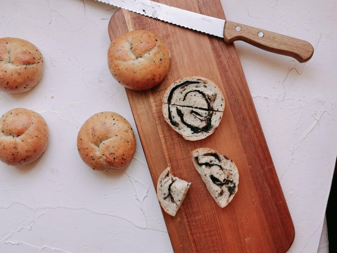 天然酵母|黑芝麻贝果的做法