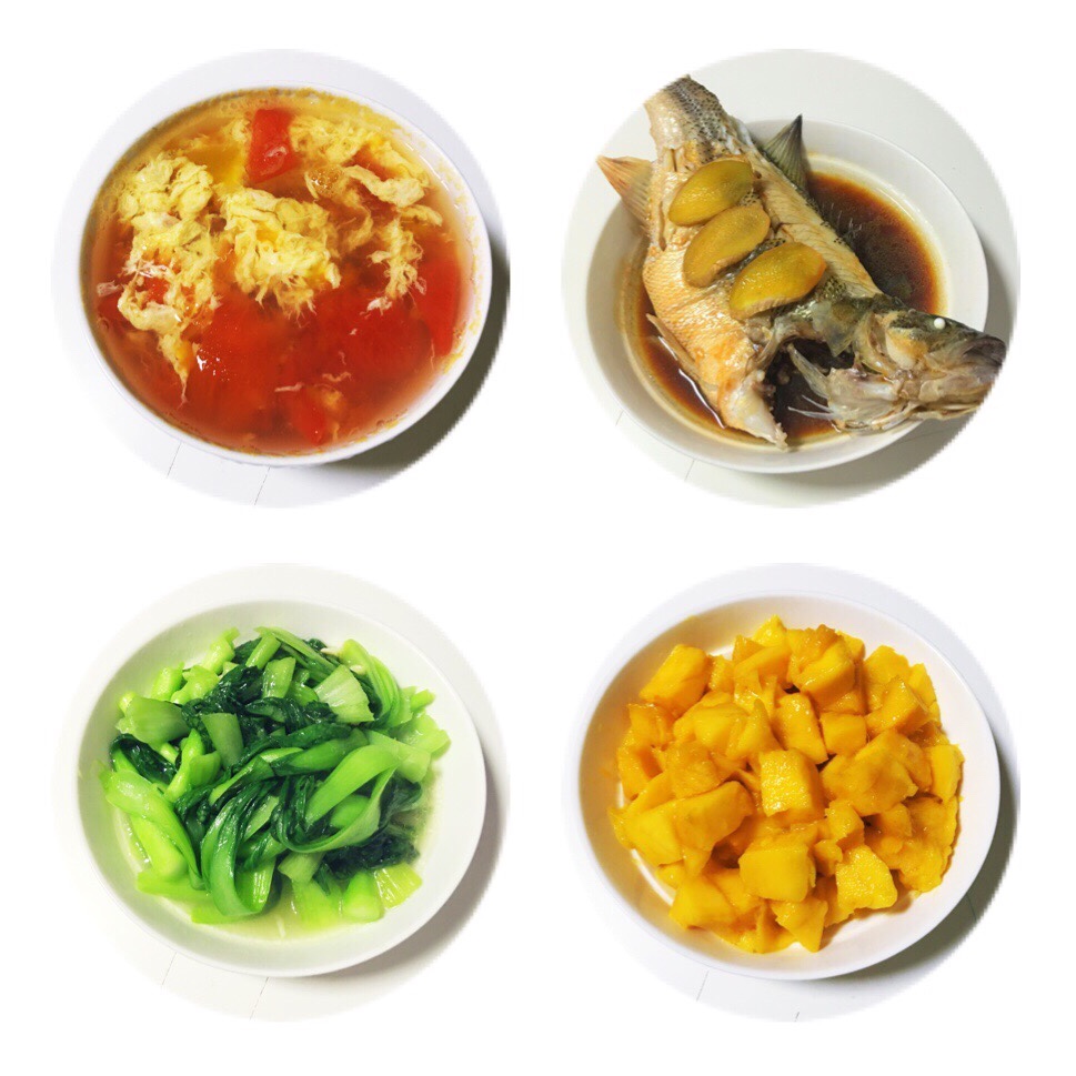 译家三口（清蒸鲈鱼、炒青菜、番茄蛋汤）20160925