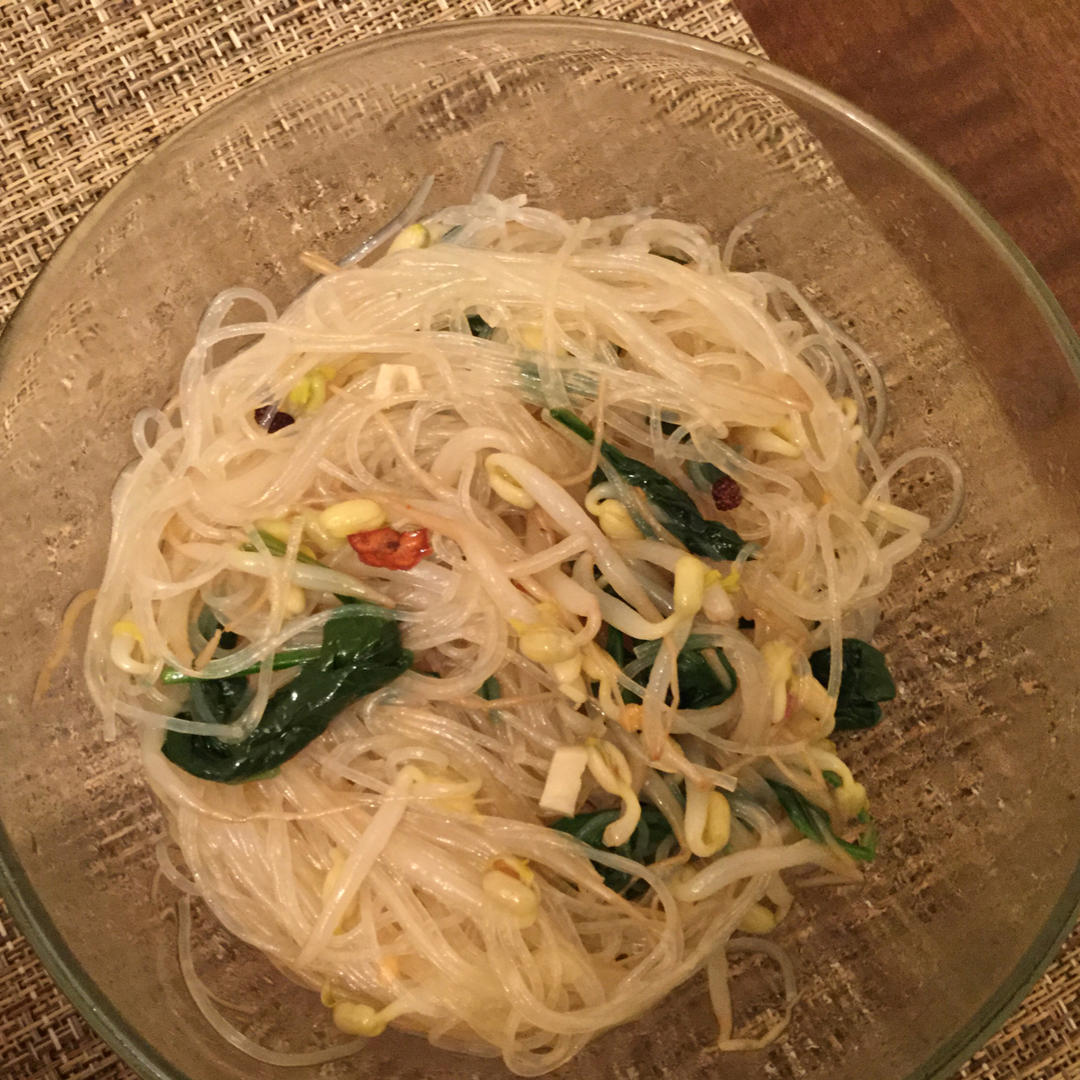 豆芽菠菜拌粉丝