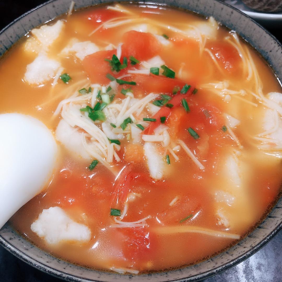 金针菇番茄鱼片汤