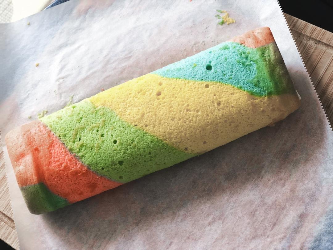 五彩斑斓的彩虹蛋糕卷   #皮黑森林#