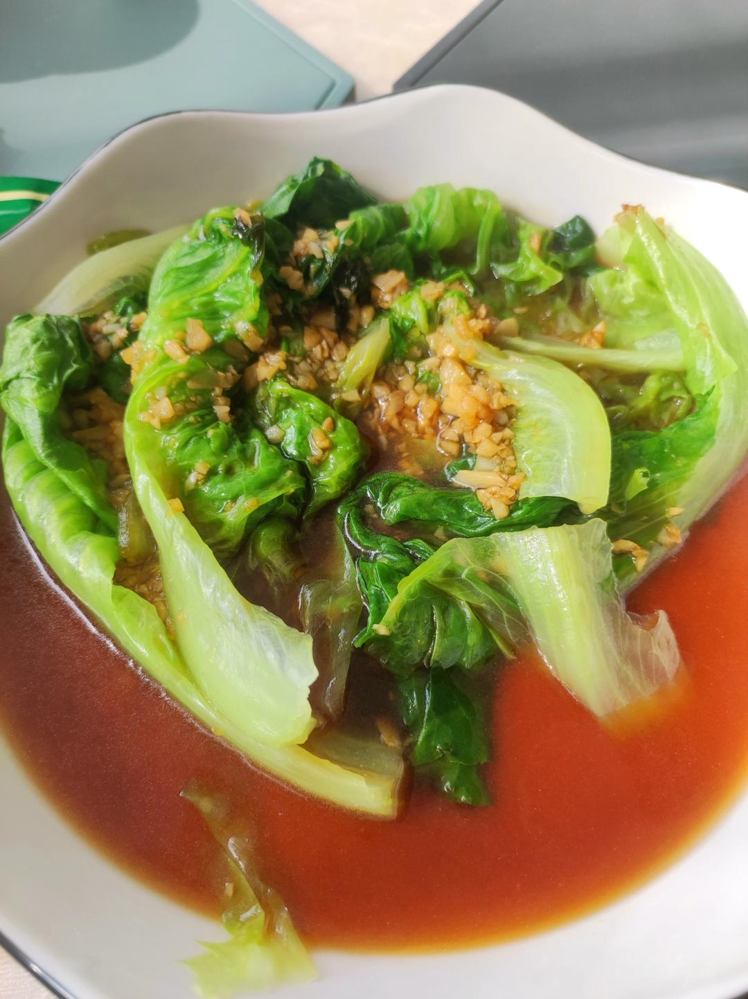 蒜泥生菜（超级简单蒸鱼豉油版）