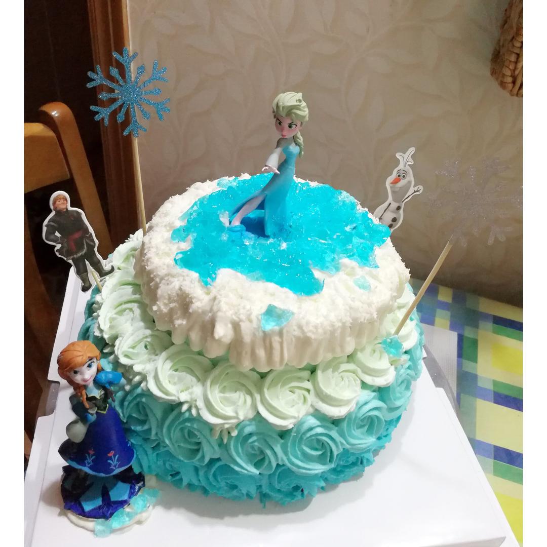 冰雪奇缘主题双层蛋糕--Frozen艾莎