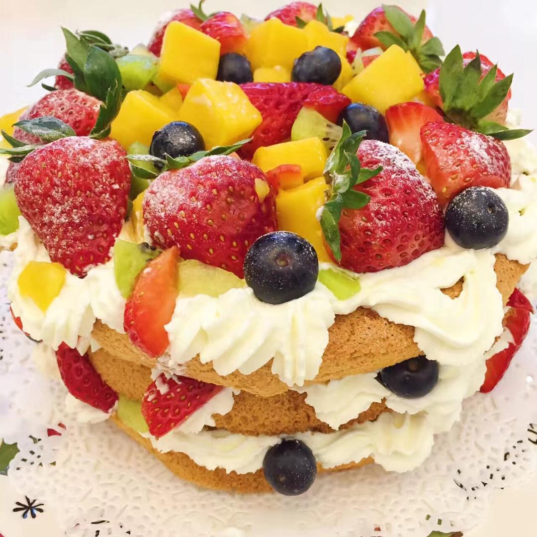 比巴卜泡泡做的水果裸蛋糕
