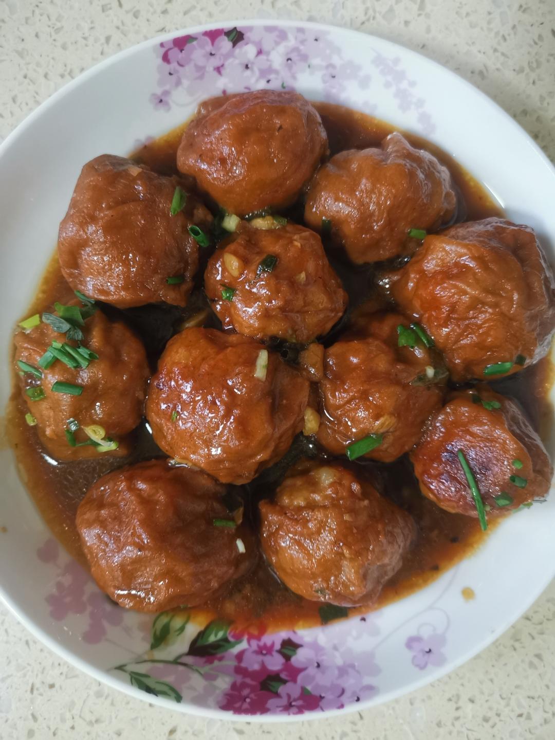 红烧油面筋塞肉