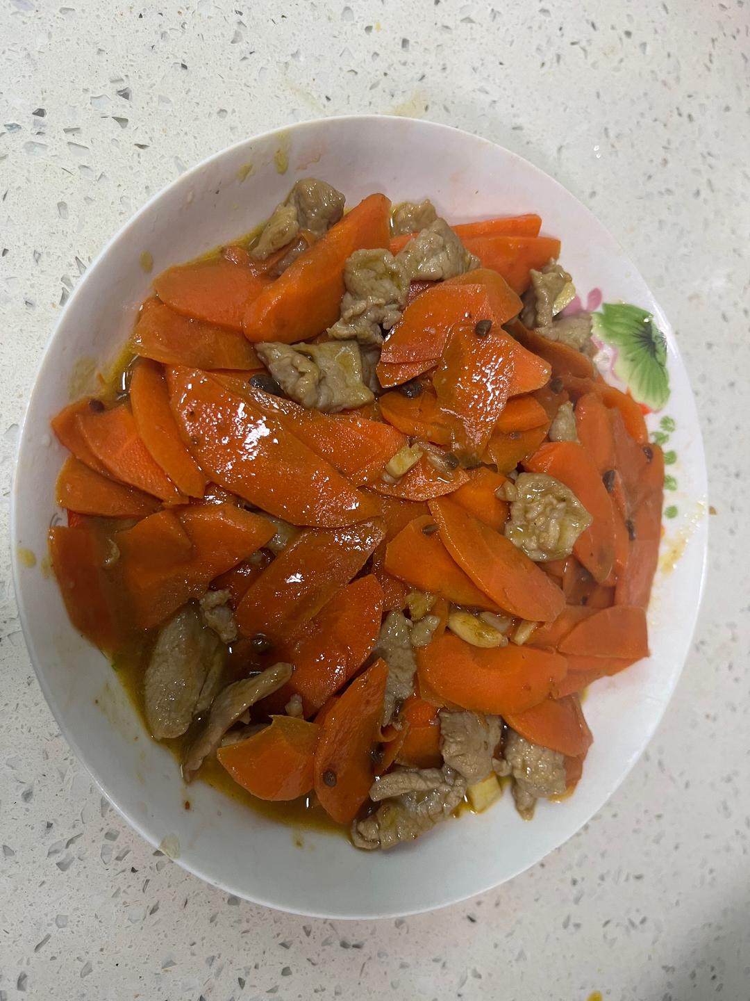 豆豉胡萝卜炒肉片的做法