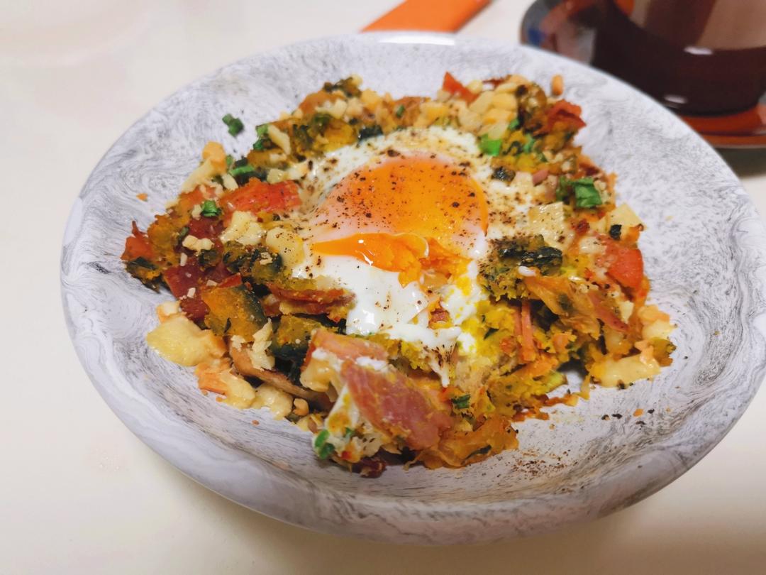 辣白菜南瓜火腿深盘卷饼pizza【健康一锅端】