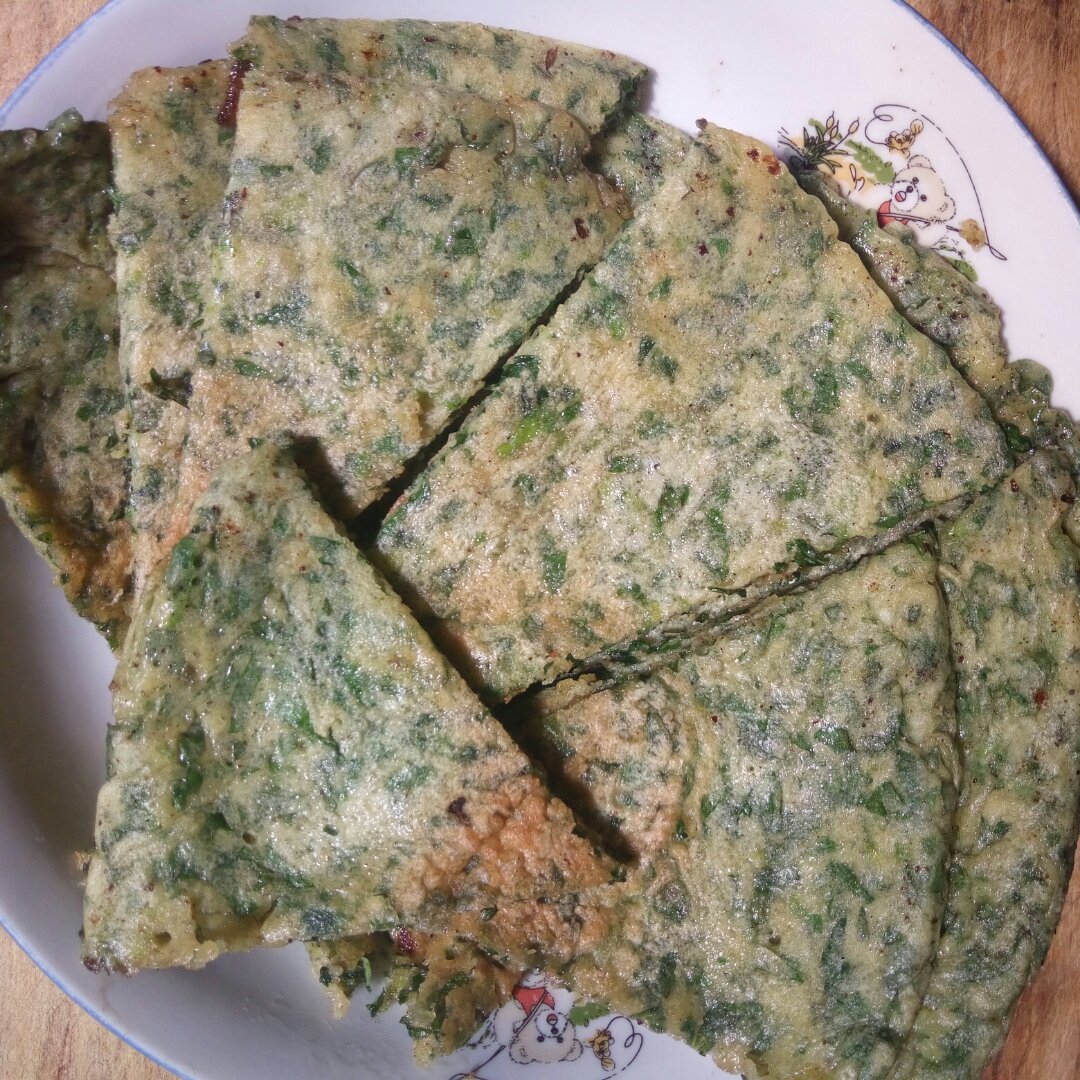 芹菜叶蛋饼