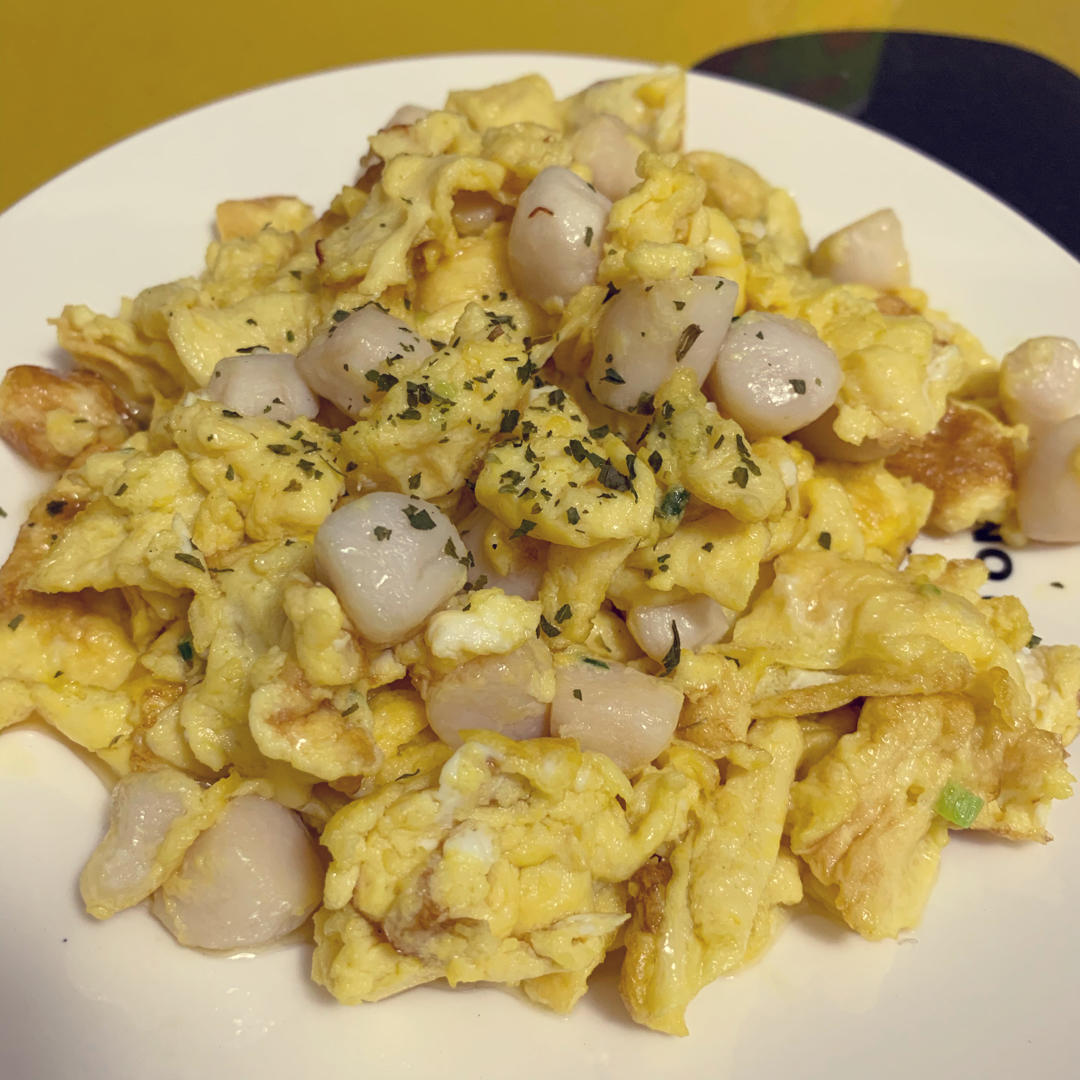 小自玩偶做的干贝炒鸡蛋中式的scrambledegg