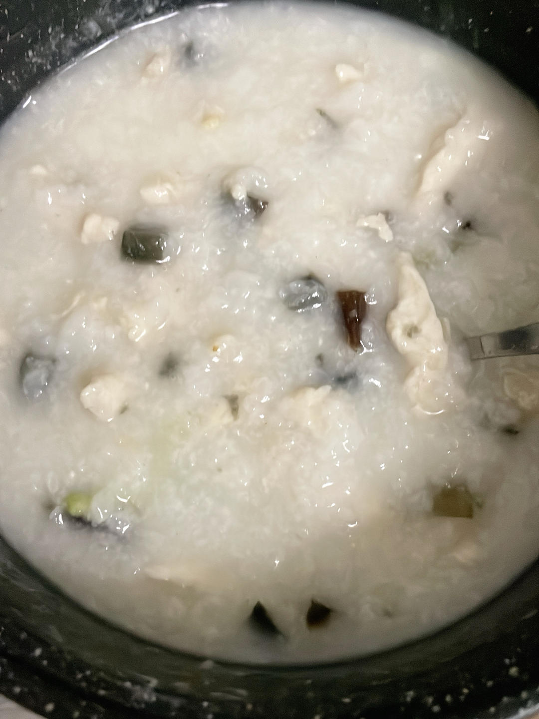 妈妈👩教我做的皮蛋瘦肉粥🥣简单快捷美味😋