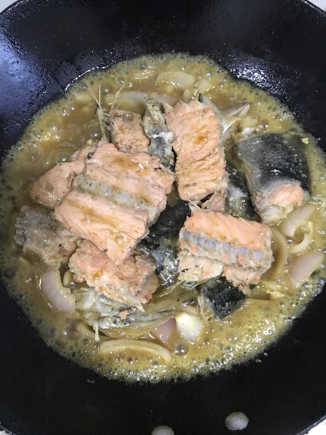 跟张亮学做的三文鱼头