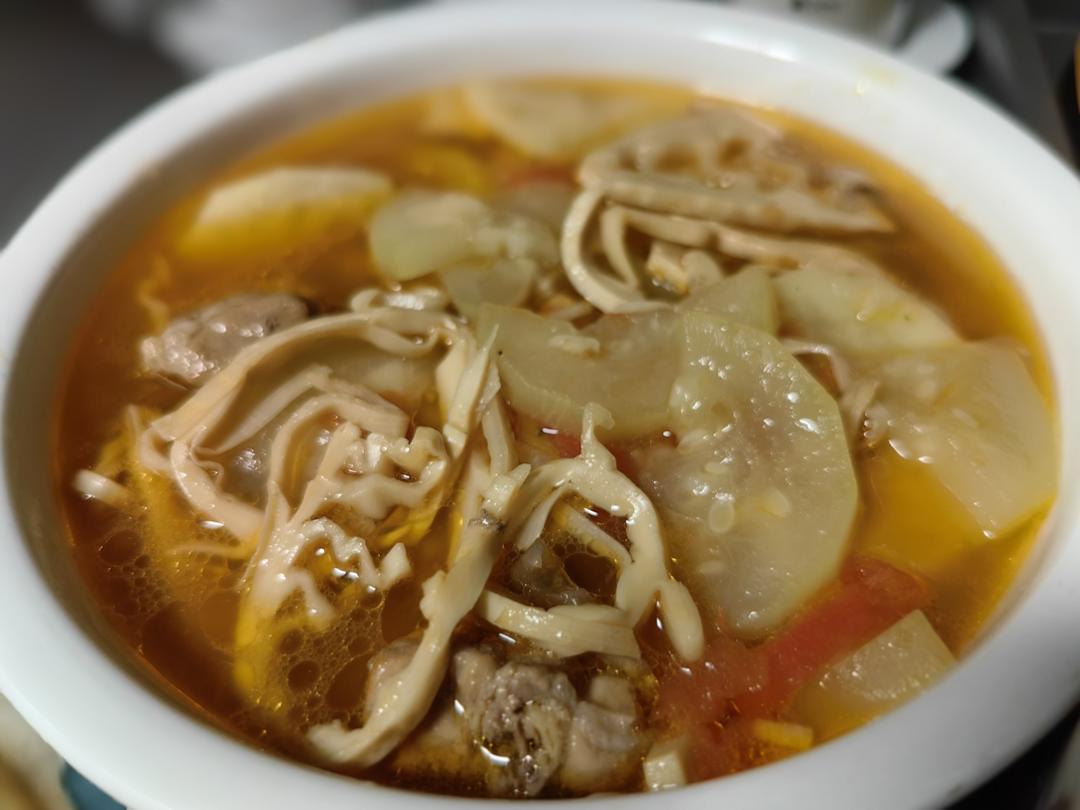 超好喝蒲瓜（夜开花）笋丝排骨汤