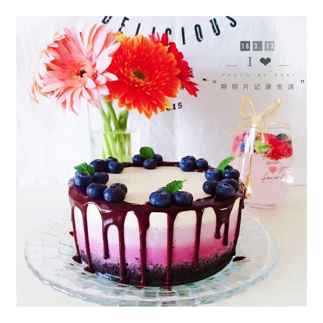 渐变蓝莓冻芝士蛋糕（免烤）