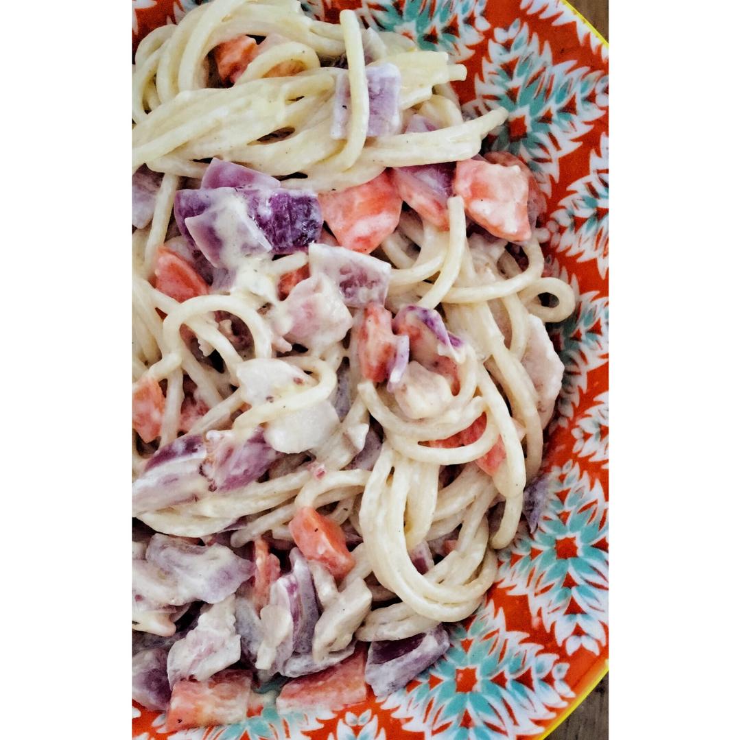 白蘑菇奶油培根意面