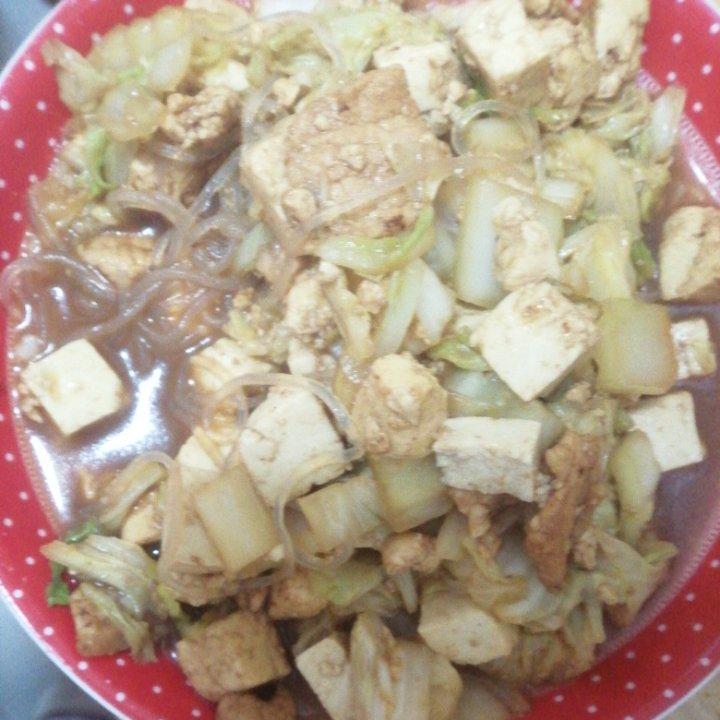 家常白菜炖粉条加豆腐泡