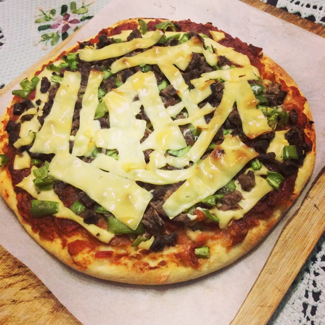 阿那贝er做的青椒牛肉皮萨