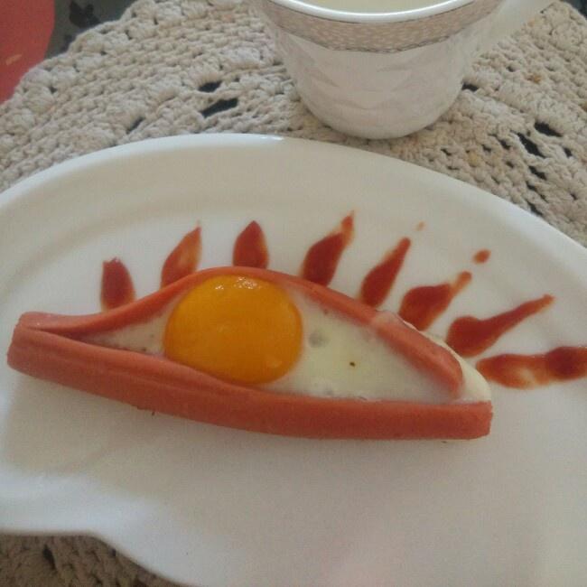 火腿肠鸡蛋眼睛，快手花样早餐的做法